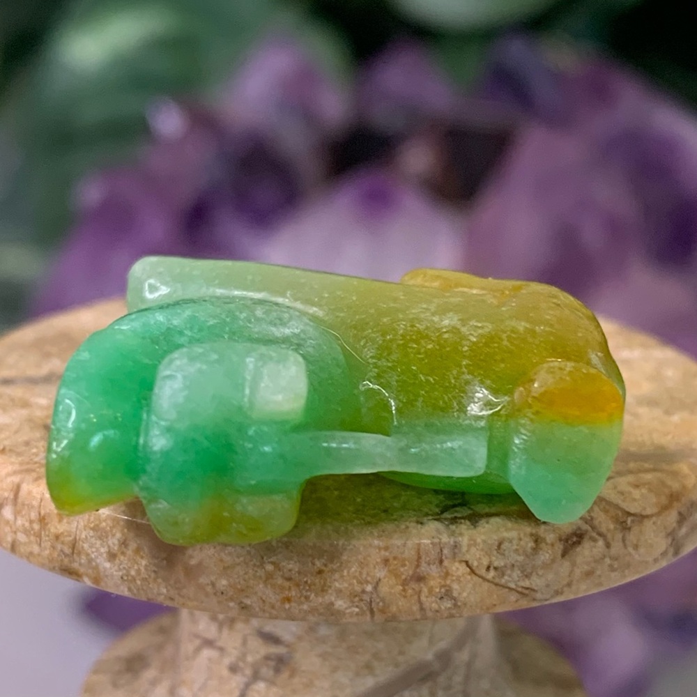 Green Honey Yellow Burma Jade Jadeite Pixiu Pendant Dragon Mythical Beast 1.1" - Picture 9 of 15